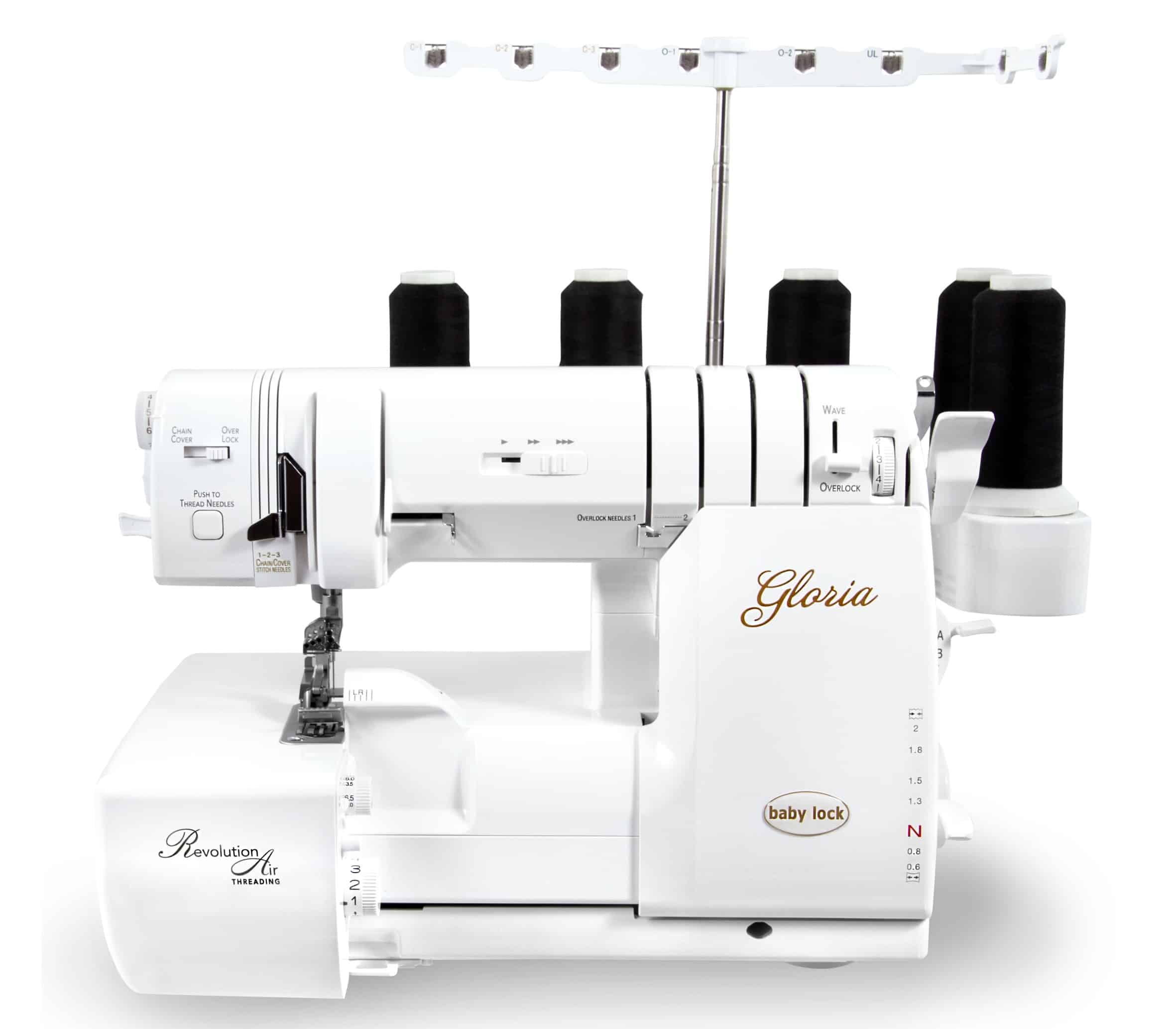 Machine à Surjeteuse Et Coverlock Baby Lock Gloria - Système RevolutionAir, Enfilage Automatique - Métallique, Toile