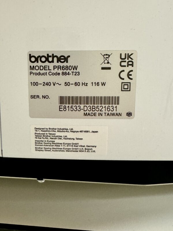 Brother PR680W 6-Needle embroidery machine Ex Display - Image 8